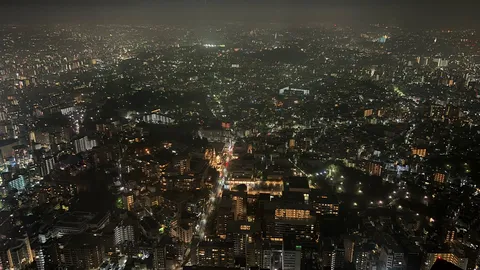 夜景に輝く街の灯り