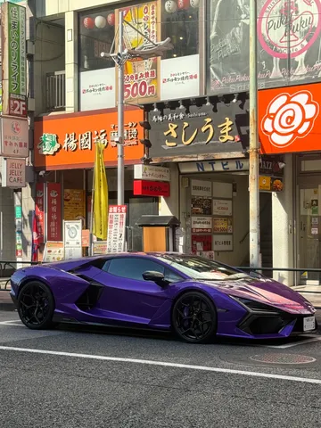 紫の異物感、街角に溶ける