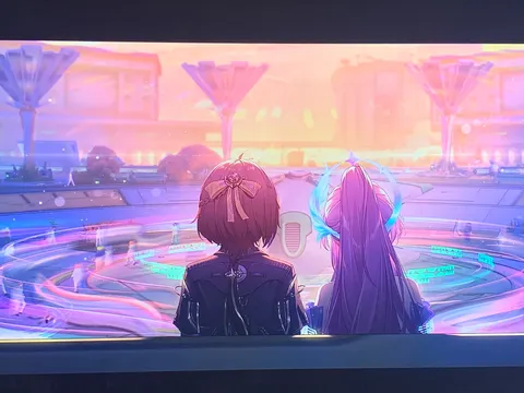 未来都市の眺め、二人