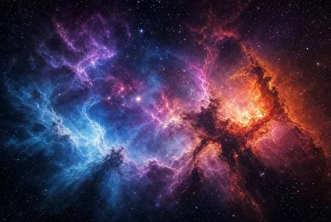 宇宙の色の渦に吸い込まれ