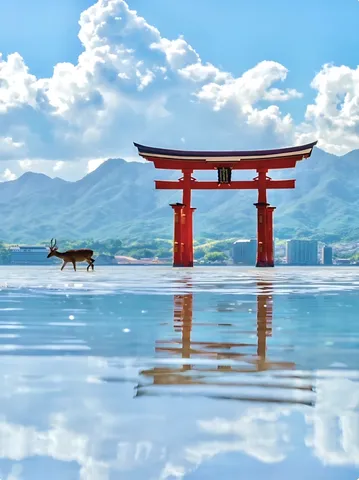水鏡に浮かぶ鳥居