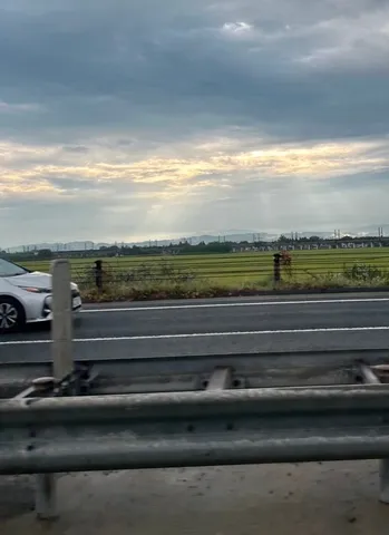 光の路を走る風景