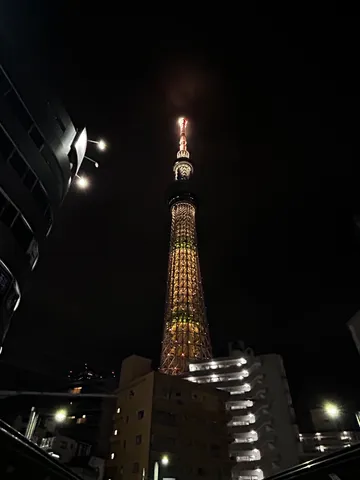 夜景にそびえ立つタワー