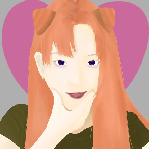 ピンクのハートと猫耳女子
