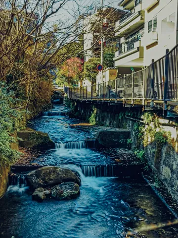 都会のせせらぎ、水辺の小径