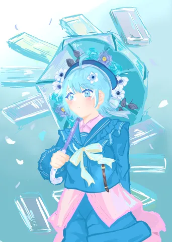 雨粒と水色の世界
