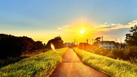 夕陽へ続く細道