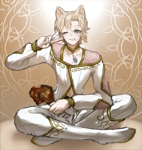 金色の光と猫耳の微笑み