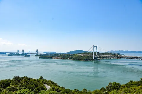 青い空と海に架かる橋
