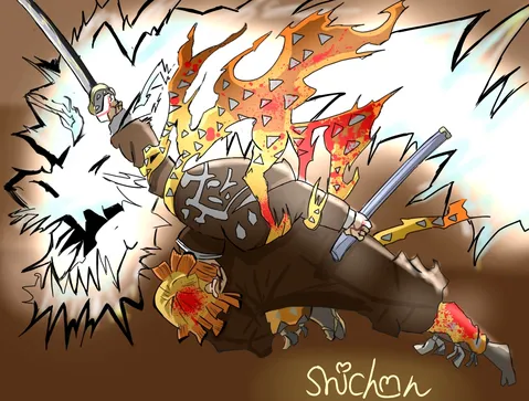 雷光を纏う炎の剣士