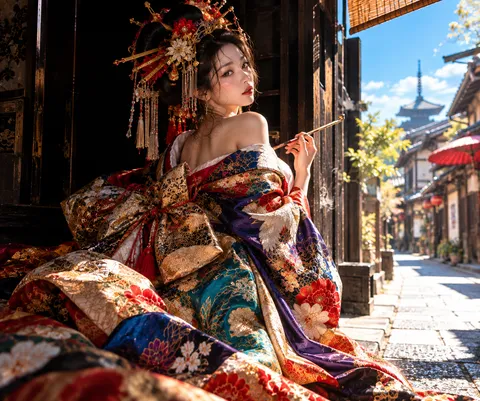金彩の路地に咲く雅