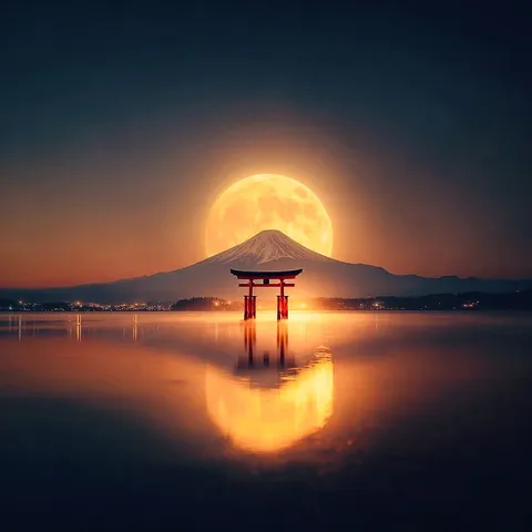 幻想の富士と鳥居