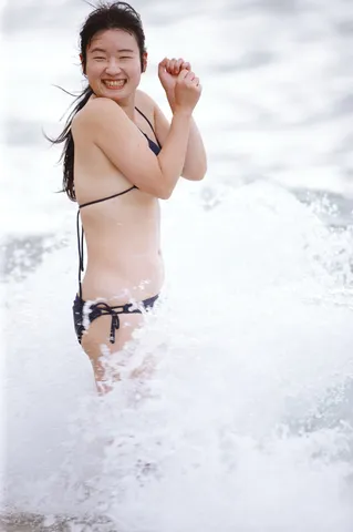 水しぶきと満面の笑顔