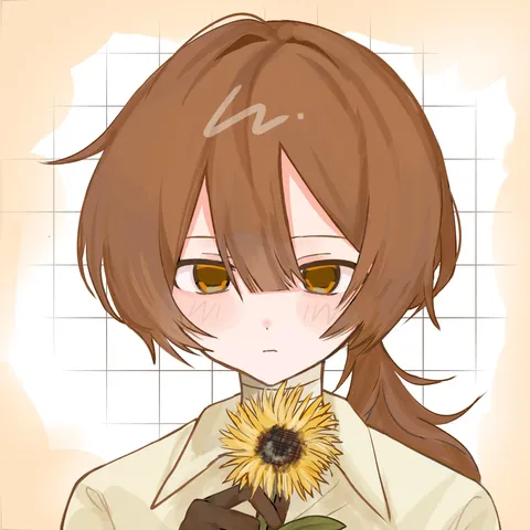 ひまわりと少女の憂鬱な眼差し