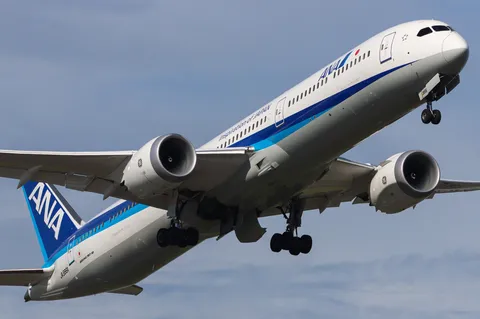 青空を突き進むANAの雄姿