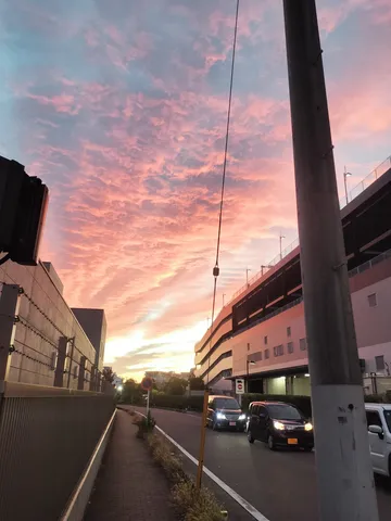 夕焼け空と街のコントラスト
