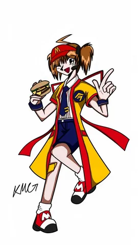 マック風コスプレの元気な少女
