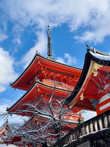 冬を彩る朱の塔