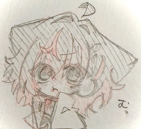 瞳に揺れる帽子の線画