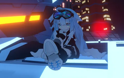 近未来都市とネコ耳少女