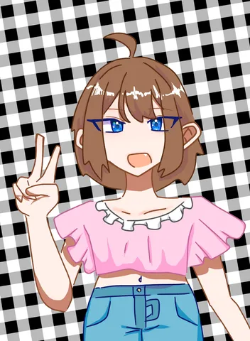 ピースサインで元気いっぱい！
