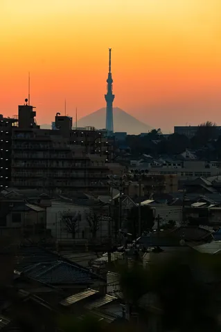 夕焼け空と東京スカイツリー