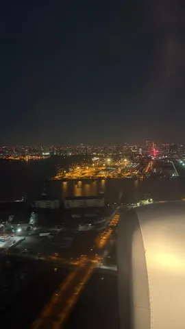 夜景の絨毯、飛行機から