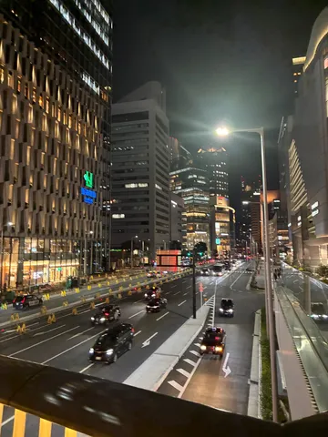 夜の都心を走る光の川