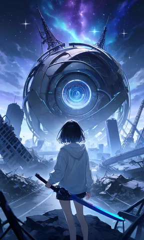 星空と少女、破壊された都市の物語