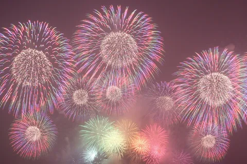 夜空を彩る華麗な花火の乱舞