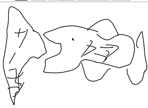 個性的な線で描かれた魚