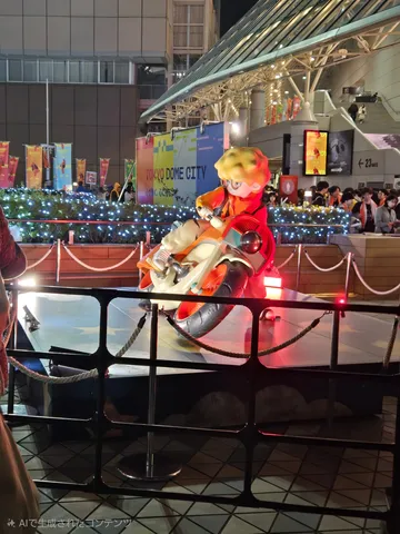 ネオン夜を駆けるバイク像