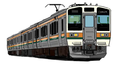 白い空間に描かれた電車
