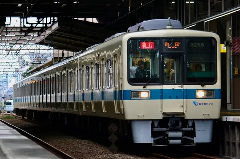 停車中の急行列車、旅情を誘う