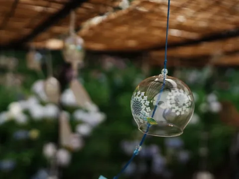 葉陰に揺れる花模様