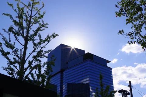 太陽とビルのコントラスト