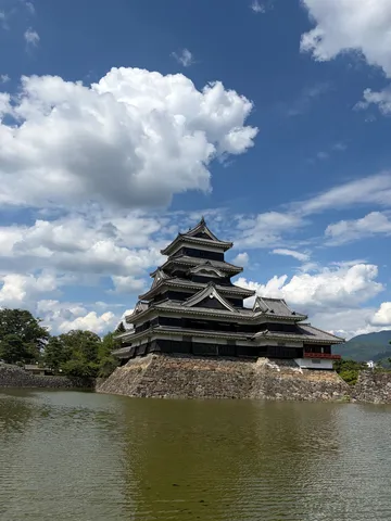 青空と石垣の城影