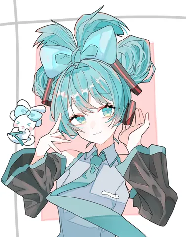 可愛らしい笑顔と水色の世界