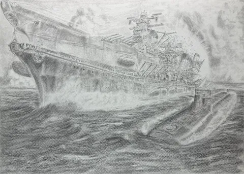 海を割る巨艦の影