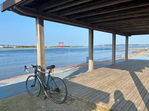 海辺の景色と愛車