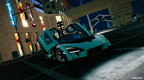 夜の街に舞い降りたスポーツカー