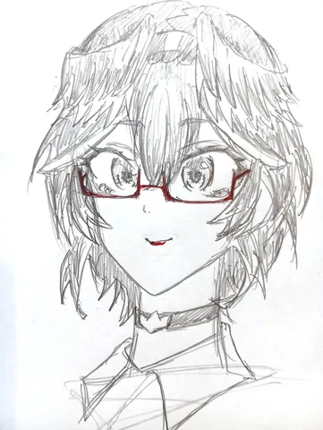 メガネ越しのクールな表情