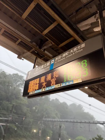 雨の日の駅、運行表示盤