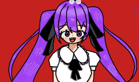 紫髪の子と赤い空間