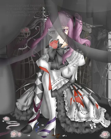 薔薇とモードな装いの少女