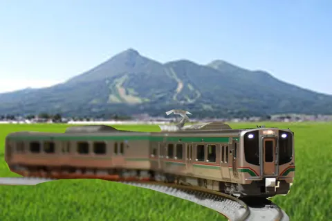 緑広がる丘を走る列車