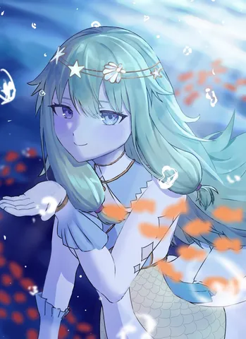 幻想的な水中の少女像