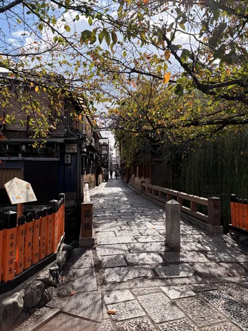 秋の路地に光の波