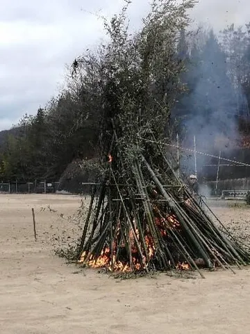 燃え盛る竹、天へと昇る炎