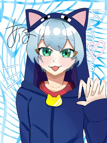 猫耳パーカーとグリーンアイ
